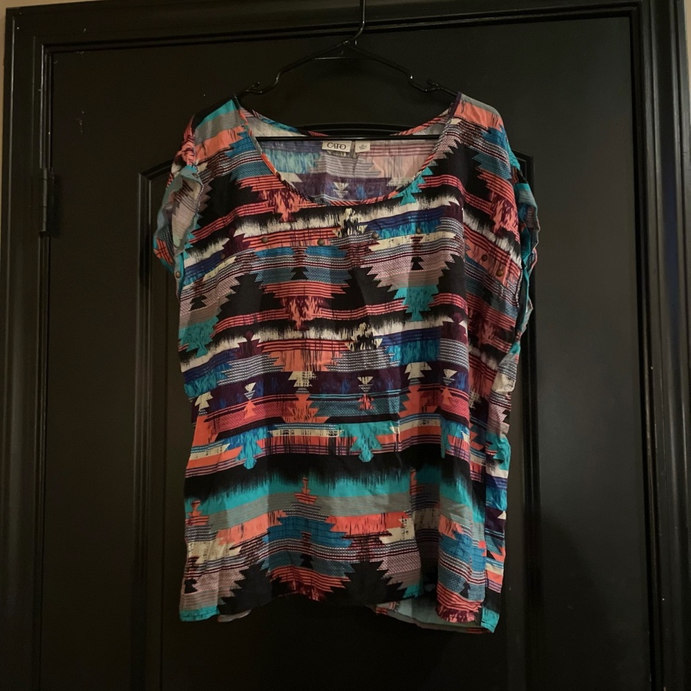 Cato multicolor shirt sleeve blouse Size XL